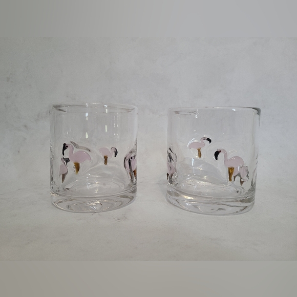 Viral Icon Drinking Glasses - Flamingo Icons Set of Two (2) - Picture 1 of 8